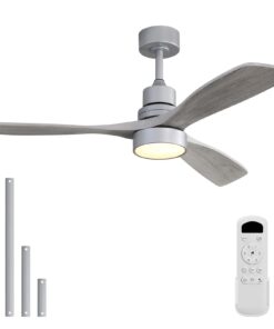 Sofucor Low Profile Ceiling Fan with Lights Remote Control 52 Inch Flush Mount Ceiling Fan Modern Wood Blade Fan for Bedroom Living Room Indoor Outdoor Farmhouse Patio, Noiseless DC Motor