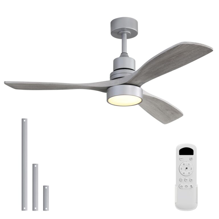 Sofucor Low Profile Ceiling Fan with Lights Remote Control 52 Inch Flush Mount Ceiling Fan Modern Wood Blade Fan for Bedroom Living Room Indoor Outdoor Farmhouse Patio, Noiseless DC Motor