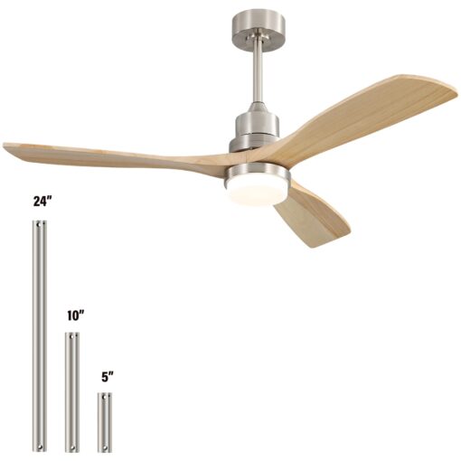 Sofucor Low Profile Ceiling Fan With Lights Remote Control 52 Inch Flush Mount Ceiling Fan Modern Wood Blade Fan For Bedroom Living Room Indoor Outdoor Farmhouse Patio, Noiseless DC Motor - Image 2