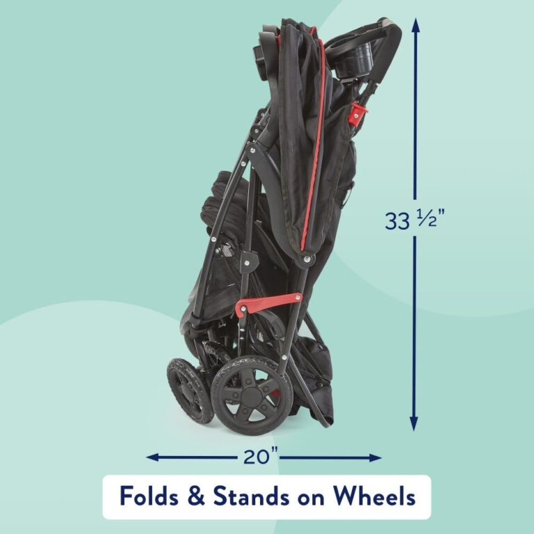 Kolcraft Cloud Plus Side-by-Side Lightweight Double Baby Stroller and Toddler Stroller with Reclining Seats, Child and Parent Trays, Large Storage, Extendable Canopies, Compact Fold - Red/Black - Image 5