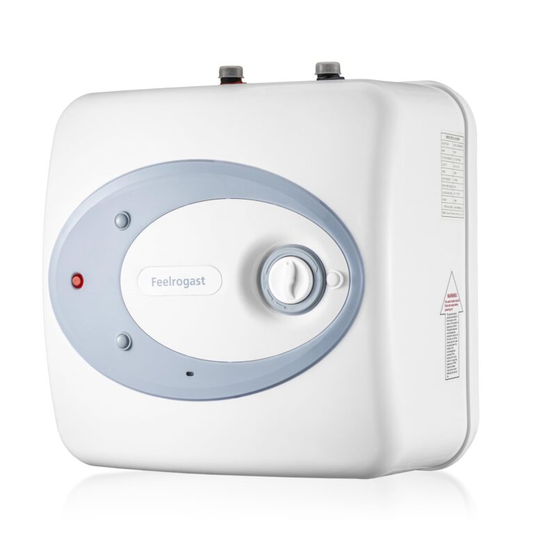Feelrogast Electric Mini Tank Water Heater-4 Gallon Under Sink Instant Hot Water for RV, Camper, Kitchen, Food Truck, 120V 1500W, Blue, Wall or Floor Mounted