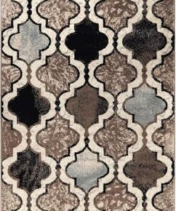 Superior Indoor Large Area Rug, Jute Backed, Perfect for Living/Dining Room, Bedroom, Office, Kitchen, Entryway, Modern Geometric Trellis Floor Decor, Viking Collection, 9' x 12', Ivory