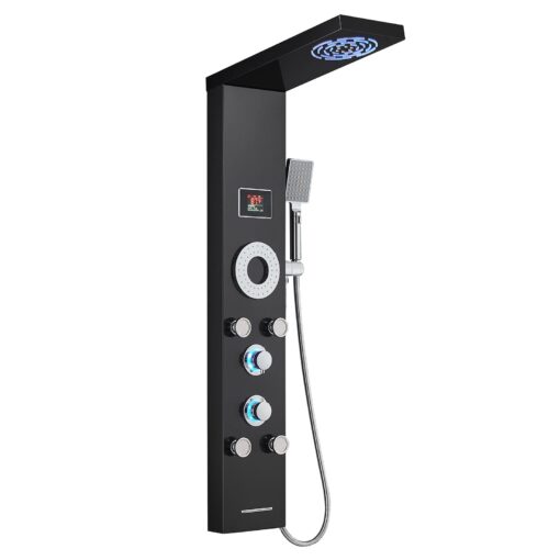 TSIBOMU LED Shower Panel Tower System, 304 Stainless Steel Bathroom Shower Tower with 3 Body Massage Jets, Shower Column Wall Mounted - Image 2