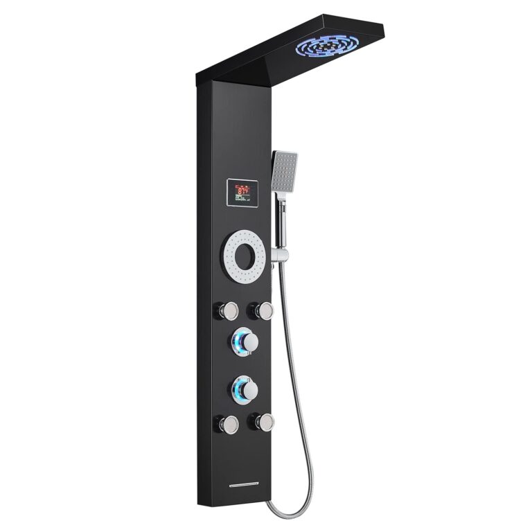 TSIBOMU LED Shower Panel Tower System, 304 Stainless Steel Bathroom Shower Tower with 3 Body Massage Jets, Shower Column Wall Mounted - Image 2