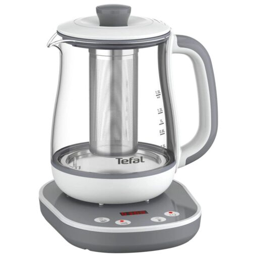 Tefal Tastea Tea Maker, 8 Temperature Settings, 1.5L Capacity, Removable Stainless Steel Tea Basket, Keep Warm, Durable Glass Body, 360° Freestanding Base BJ551B10
