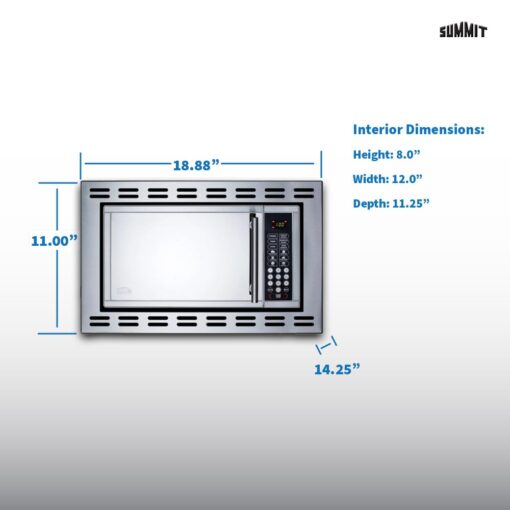 Summit 24” Over The Range Microwave, 0.9 cu.ft. Built In Microwave, Stainless Steel- OTR24 - Image 7