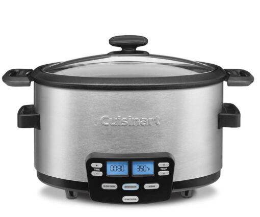 Cuisinart MSC-400 3-In-1 Cook Central 4-Quart Multi-Cooker: Slow Cooker, Brown/Saute, Steamer, Silver & CRC-400P1 4 Cup Rice Cooker, Stainless Steel Exterior - Image 7