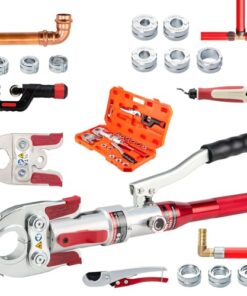 IBOSAD Hydraulic Copper Pipe Tube Fittings Crimping Tool with 1/2",3/4",1",1-1/4" for Copper, 1/2",3/4",1" for F877 Stainless PEX Press and 3/8" to 1" for F1807 Pex Pipe