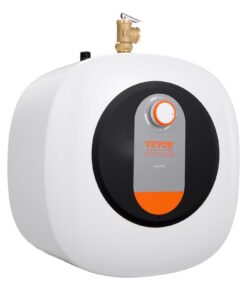 VEVOR Electric Mini-Tank Water Heater, 4-Gallon Tank Hot Water Boiler Storage, 1400W Power, Safety Temperature Pressure Valve Easy Install, for Kichen Bathroom Restaurant, Shelf Wall Floor Mounted