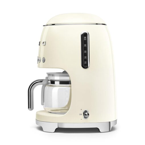 Smeg 50's Retro Style Aesthetic Drip Coffee Machine with 10 Cup Glass Carafe, Auto Start Feature, Keep Warm Plate, and Two Coffee Strength Settings (Cream) - Image 5