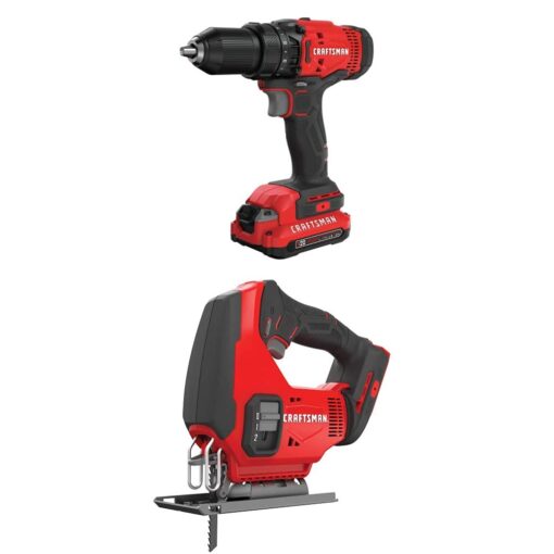 CRAFTSMAN V20 Cordless Drill/Driver Kit with Jig Saw (CMCD700C1 & CMCS600B)
