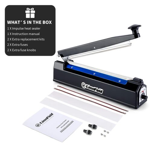 LinsnField Sealer Pro - 20 inch - 5mm Sealing Width - Impulse Heat Sealer Most Heavy Duty for Strong, Secure Sealing for Long Term Food Storage, Black - Image 3