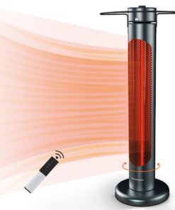 thermomate Electric Patio Heater, 1500W IP65 Outdoor/Indoor Infrared Heater with Remote, 8 Heating Levels 8-Hour Timer & Oscillation, Tip-over Protection for Garage Backyard Restaurant