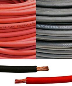 WINDYNATION 1/0 AWG 1/0 Gauge Red and Black Welding Lead & Car Battery Copper Cable Wire - Car, RV, Inverter, Solar, Battery