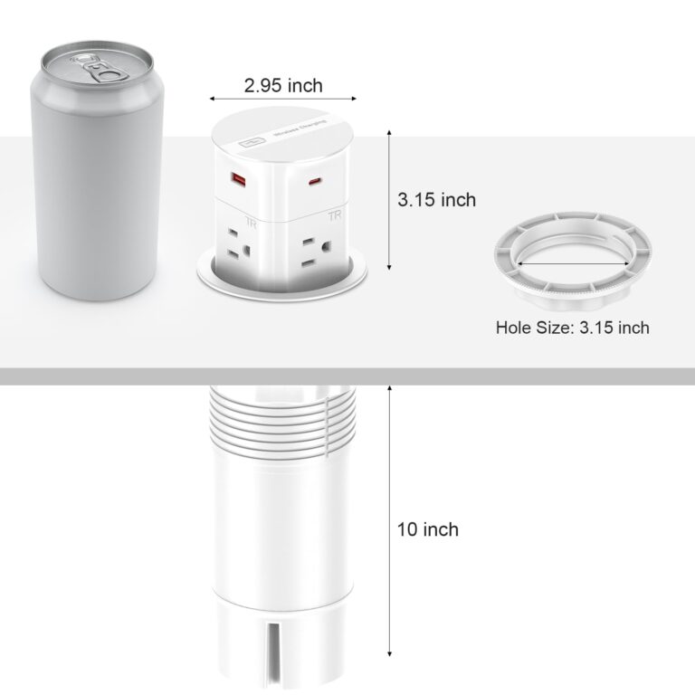 ANNQUAN 3.15" Pop Up Countertop Outlet with 15W Wireless Charger,Max 20W Power Delivery,800J Surge Protection,Pop Up Socket with with 4 USB,3ft Cord,ETL Listed - Image 3