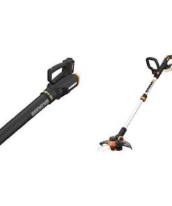 WORX WG547 20V (2.0Ah) Power Share Cordless Turbine Blower, 2-Speed, Battery and Charger Included with WG163.9 20V Cordless Grass Trimmer/Edger with Command Feed,Battery and Charger Sold Separately