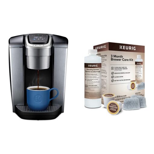 Keurig K-Elite Coffee Maker, Single Serve K-Cup Pod Coffee Brewer, With Iced Coffee Capability & 3-Month Brewer Maintenance Kit Includes Descaling Solution, Water Filter Cartridges & Rinse Pods