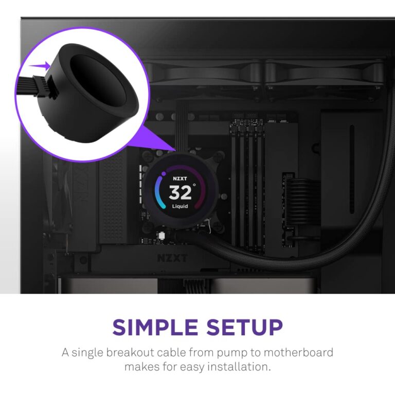 NZXT Kraken Elite 240 - RL-KN24E-B1 - 240mm AIO CPU Liquid Cooler - Customizable 2.36" LCD Display for Images, Performance Metrics and More - High-Performance Pump - 2 x F120P Fans - Black - Image 4