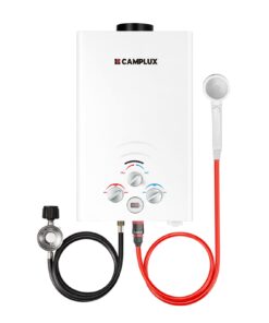 CAMPLUX Propane Water Heater, 2.11GPM Portable Water Heater for Camping, 55,000 BTU Portable Hot Water Heater Outdoor, BW211, White