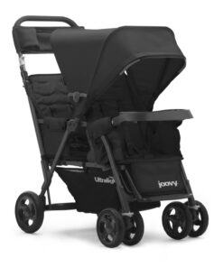 Joovy Caboose Too Ultralight Graphite Stand-On Double Stroller with Universal Car Seat Adapter, 3-Way Reclining Seats, Option to Use Rear Seat, Bench Seat, or Standing Platform
