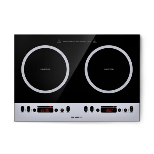 CAMPLUX RV Induction Cooktop 2 Burners 1800W, Electric Cooktop 120V Plug in, Portable Induction Stove with Sensor Touch, Timer, Safety Lock, Countertop/Built-in for RV, Mini Kitchen or Apartments