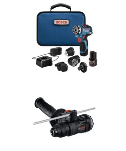BOSCH GSR12V-300FCB22 12V Max EC Brushless Flexiclick 5-In-1 Drill/Driver System with (2) 2.0 Ah Batteries and BOSCH GFA12-H SDS-plus® Rotary Hammer Attachment