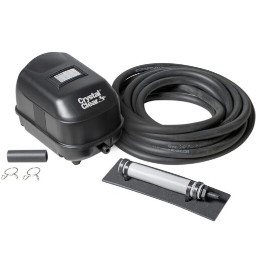 CrystalClear KoiAir Mini, Complete Pond Aeration Kit, Water Garden Oxygenation Bubbler System Adds Oxygen to Koi & Fish Ponds, Outdoor Diaphragm Compressor Pump, Air Line & Submersible Diffuser Stick
