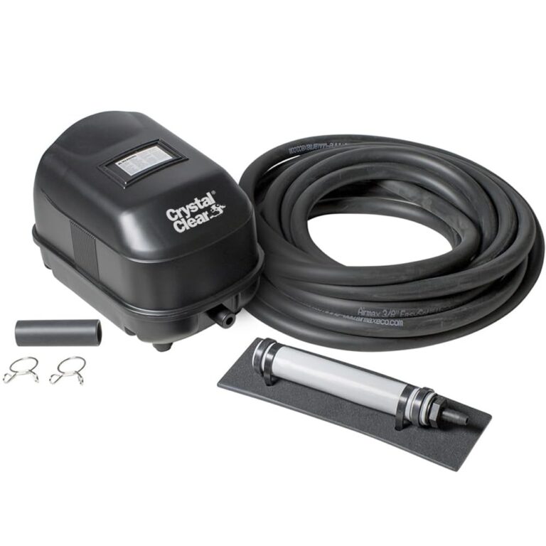 CrystalClear KoiAir Mini, Complete Pond Aeration Kit, Water Garden Oxygenation Bubbler System Adds Oxygen to Koi & Fish Ponds, Outdoor Diaphragm Compressor Pump, Air Line & Submersible Diffuser Stick