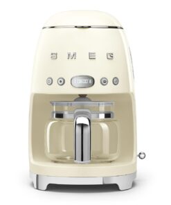 Smeg 50's Retro Style Aesthetic Drip Coffee Machine with 10 Cup Glass Carafe, Auto Start Feature, Keep Warm Plate, and Two Coffee Strength Settings (Cream)