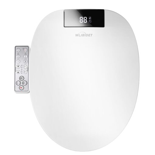 WLJBIDET Upgrade Bidet Toilet Seat Round, Rear and Feminine Wash, Unlimited Warm Water, Heated Seat, Warm Air Drying, Soft Close Lid, Sense Seat, Smart Bidet Seat Round Requires Electricity