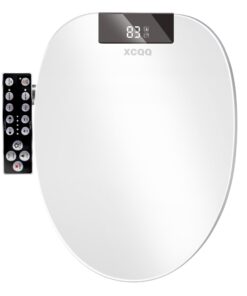 XCQQ Bidet Toilet Seat Elongated, Unlimited Warm Water, Heated Toilet Seat, Warm Air Dryer, Rear and Feminine Washing, Soft Closed Toilet Lid, Night Light, Smart Toilet Seat with Bidet Requires Outlet