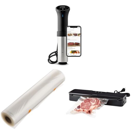 Anova Culinary Sous Vide Precision Cooker 3.0 (WiFi), 1100 Watts & Precision Vacuum Sealer Bag & ANVS01-US00 Anova Precision Vacuum Sealer, Includes 10 Precut Bags, For Sous Vide and Food Storage