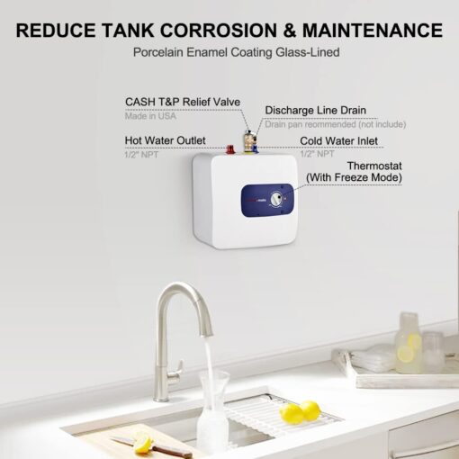Electric Mini Tank Water Heater UL Listed, thermomate 2.5 Gallons Small Under Sink Water Heater for Point of Use Instant Hot Water 110V 120V, Wall or Floor Mounted, ES250 - Image 6