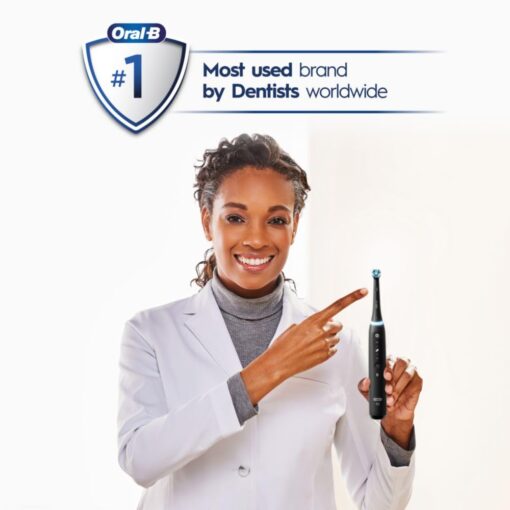 Oral-B iO Deep Clean + Whiten Rechargeable Electric Toothbrush with Visible Pressure Sensor, 2 Minute Timer, 5 Cleaning Settings, 1 iO5 Limited, 3 Toothbrush Heads, Travel Case & Refill Holder, Black - Image 4