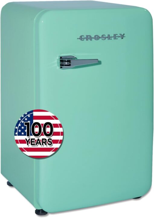 Crosley Retro Mini Fridge 3.2 Cu Ft Mint Green w/o Freezer, Compact Refrigerator for Bedroom, Garage, Office Under Desk, Undercounter, Apartment, School Dorm Fridge, Aesthetic, Small & Cute Appliances