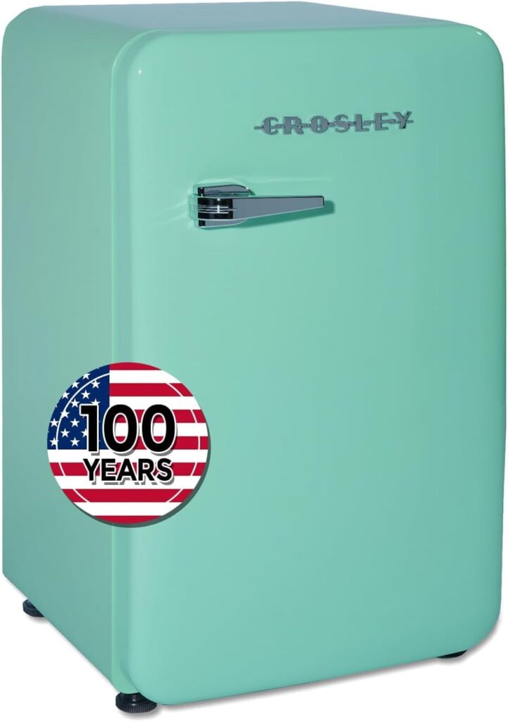 Crosley Retro Mini Fridge 3.2 Cu Ft Mint Green w/o Freezer, Compact Refrigerator for Bedroom, Garage, Office Under Desk, Undercounter, Apartment, School Dorm Fridge, Aesthetic, Small & Cute Appliances