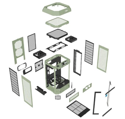 Thermaltake Tower 250 Matcha Green Mini-ITX Mini Tower; 2x120mm CT Fans Included; 360mm Radiator Support; 360mm GPU Clearance; Dual Chamber; CA-1Z9-00SEWN-00 - Image 2