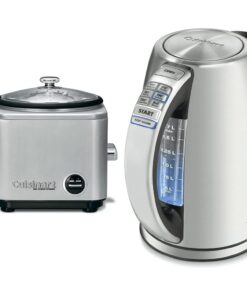 Cuisinart 8-Cup Rice Cooker, Silver & Electric Kettle, 1.7-Liter Capacity, Cordless 1500-Watts for Fast Heat Up, Stay Cool Non-Slip Handle, Stainless Steel, CPK-17P1