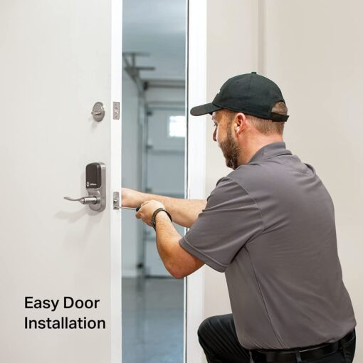 Yale | LiftMaster Smart Touchscreen Deadbolt with Keypad Lever (Satin Nickel) & myQ Chamberlain Smart Garage Door Hub, Bundle - Image 4