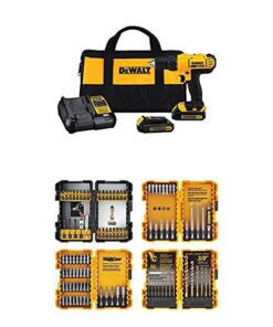 DEWALT 20V MAX* Cordless Drill/Driver Kit with Screwdriver/Drill Bit Set, 100-Piece (DCD771C2 & DWA2FTS100)