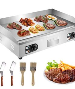 VEVOR 30" Commercial Electric Griddle 3000W Electric Countertop Griddle Non-Stick Restaurant 110V Teppanyaki Flat Top Grill Stainless Steel Adjustable Temperature Control 122°F-572°F (NO PLUG)