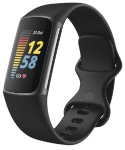 Fitbit Charge 5 Advanced Health & Fitness Tracker with Built-in GPS, Stress Management Tools, Sleep Tracking, 24/7 Heart Rate and More, Black/Graphite, One Size (S &L Bands Included)