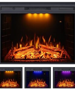 Valuxhome Electric Fireplace, 33 Inches Electric Fireplace Insert, Fireplace Heater with Overheating Protection, Fire Crackling Sound, Remote Control, 750/1500W, Black