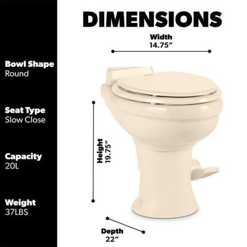 Dometic 320 Series Low Profile Toilet, Bone - Image 4