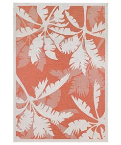 Couristan Monaco Outdoor Area Rug - Coastal Flora 7'6" X 10'9" Rectangle in Ivory and Orange Color, Hose Washable, Pet Friendly, Patio and Home Decor