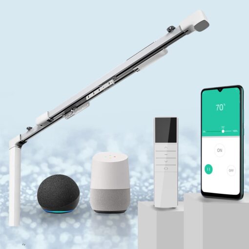 TIPIACE Rechargeable Motorized Curtain tracks to Remote Control Ceiling Mount Electric Retractable Curtain Rail Compatible with Alexa Google Home via Hub (L 94-177 inch OR 240cm - 450cm)
