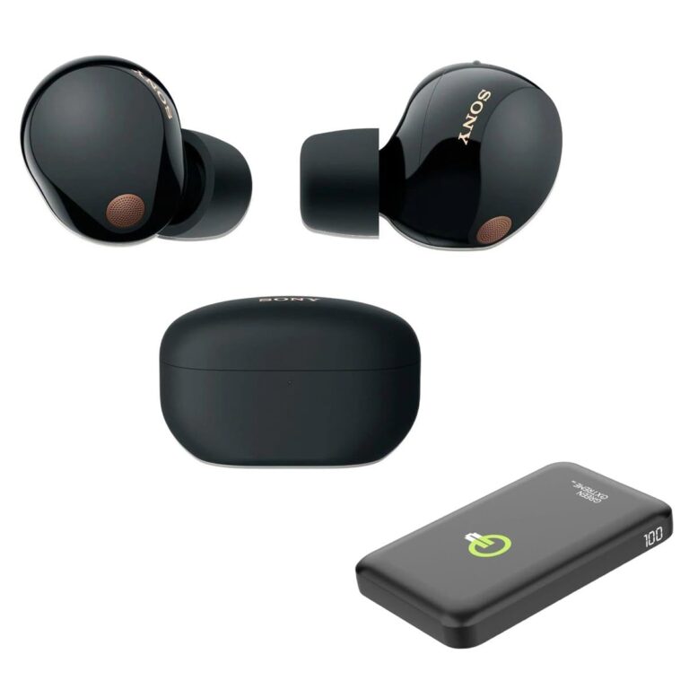 Sony WF-1000XM5 The Best Truly Wireless Bluetooth Noise Canceling Earbuds Headphones with Alexa Built in - Bundle with Green Extreme Portable Wireless Charger (Black)