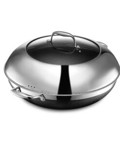 HexClad Hybrid Nonstick 14-Inch Wok with Stainless Steel Lid, Stay-Cool Handles, Dishwasher-Friendly, Oven-Safe Up to 900°F, Induction-Ready, Compatible with All Cooktops
