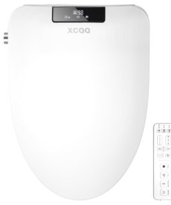 XCQQ Bidet Toilet Seat Elongated, Bidet with Warm Water and Air Dryer, Heated Toilet Seat, Multiple Spray Modes for Family Members, Self Cleaning Nozzle, Night Light, Remote Control