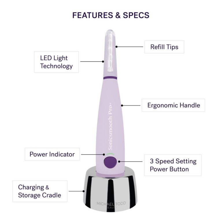 Michael Todd Beauty Sonicsmooth Pro+ Dermaplane Razor for Women Face + Eyebrow trimmer Dermaplaning System w/LED Light Peach Fuzz Remover -16 Dermaplaning Blades & 2 Microsmooth Microdermabrasion Tips - Image 2